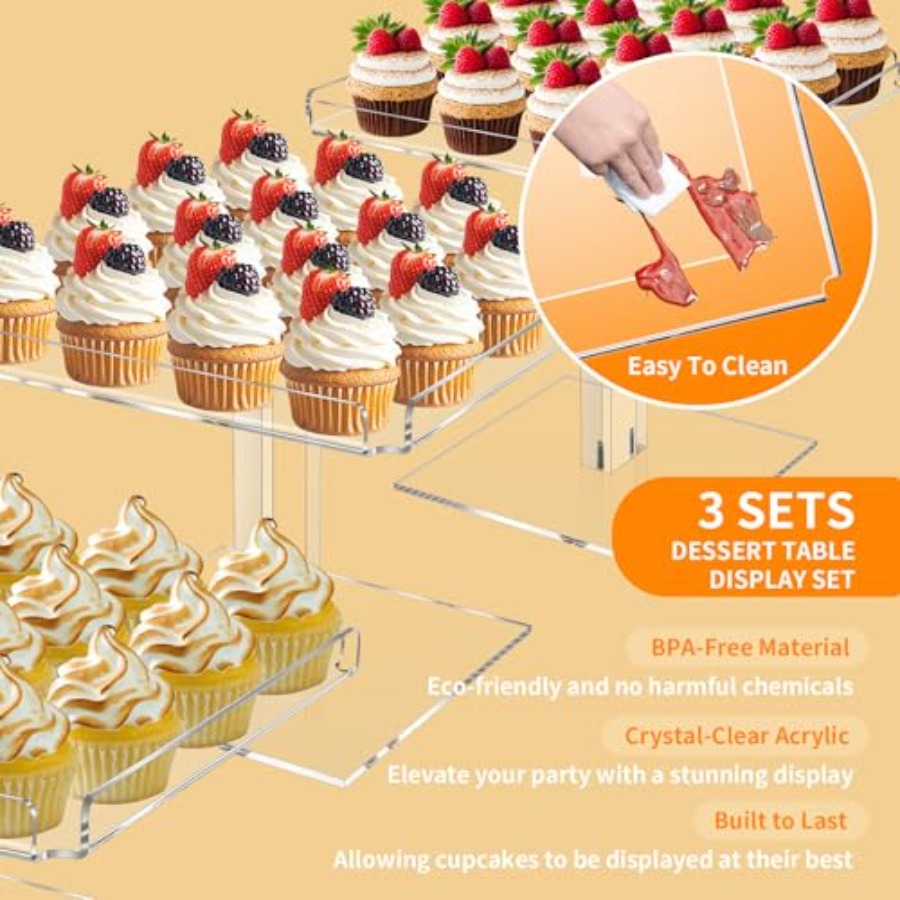 3 Tiered Serving Tray Set for  - Display Risers Set ulasan dan harga