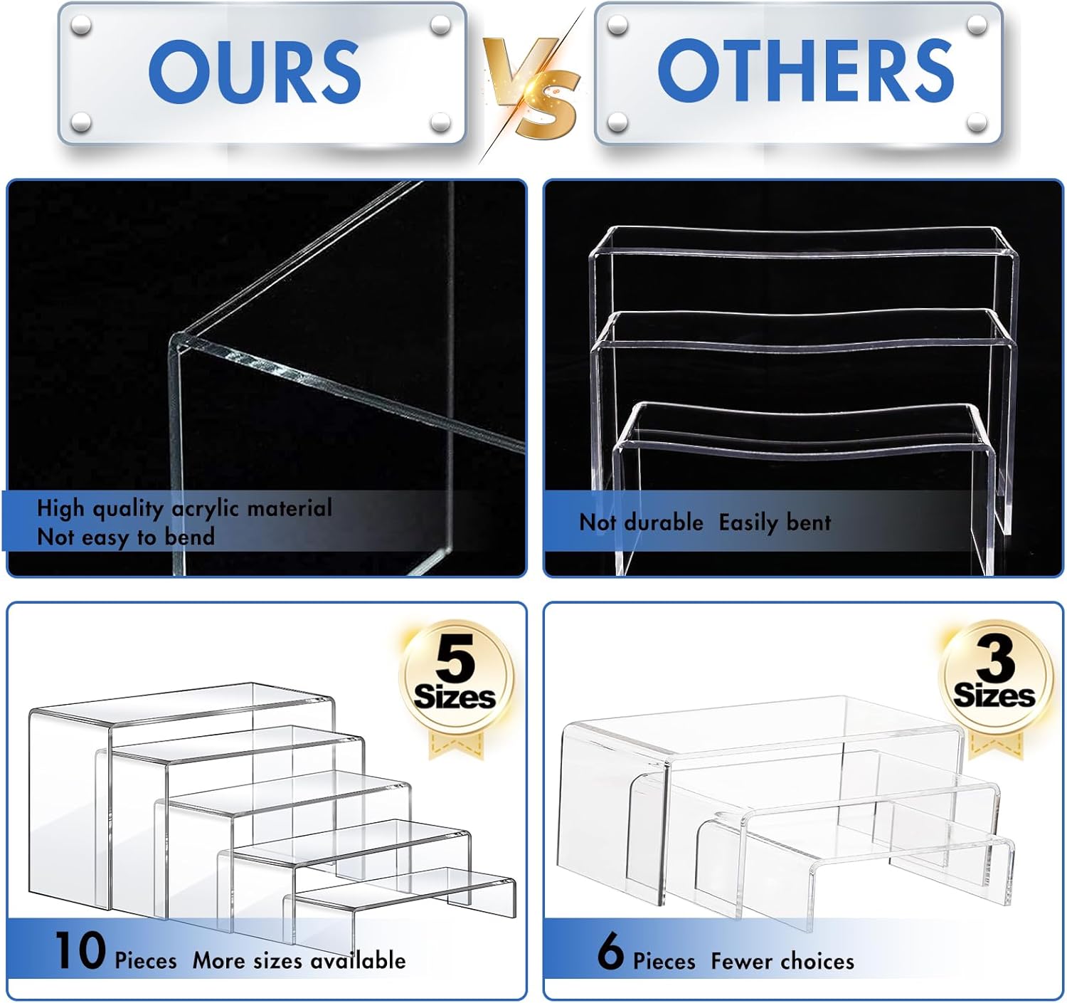 Acrylic Risers 10 Pcs 2 Set Di - Display Risers Set ulasan dan harga