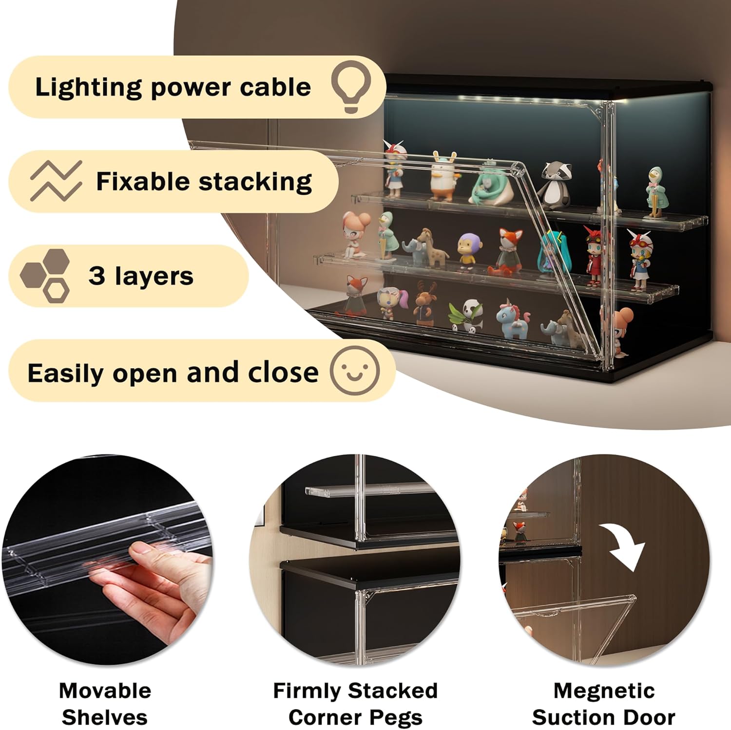 3-Tier Stackable LED Display C - Display Case Acrylic ulasan dan harga